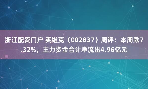 浙江配资门户 英维克（002837）周评：本周跌7.32%，主力资金合计净流出4.96亿元